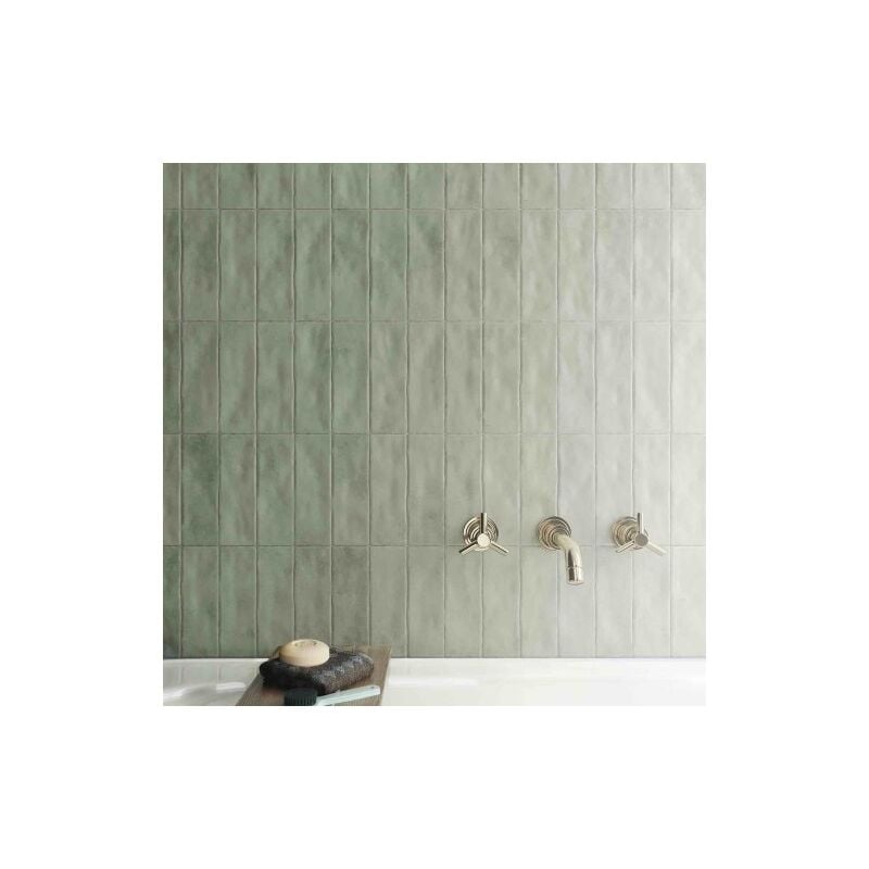 Carrelage Effet Zellige mitte Verde 6,5x20cm (0,35m2 ) - Les Carreaux de Jean