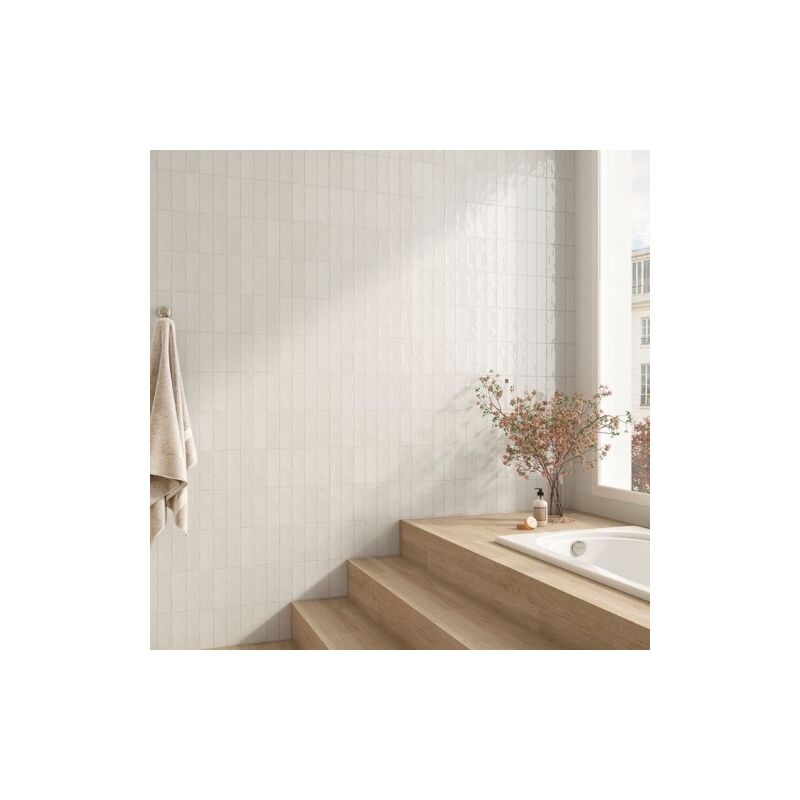 Carrelage Effet Zellige NOLITA Blanco 6,5x20cm (0,35m2 ) - Les Carreaux de Jean