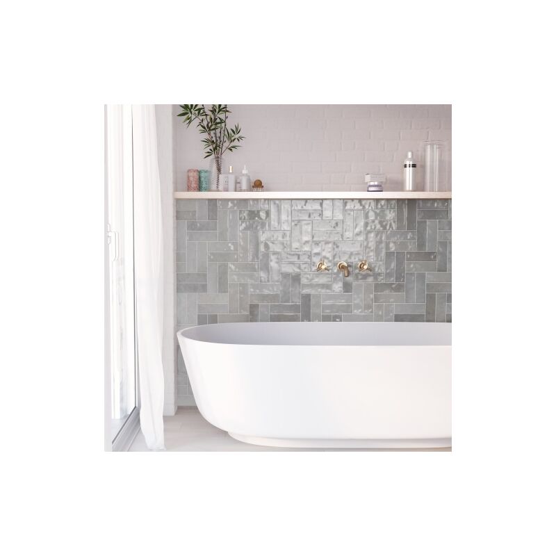 Carrelage Effet Zellige nolita Gris 6,5x20cm (0,35m2 ) - Les Carreaux de Jean