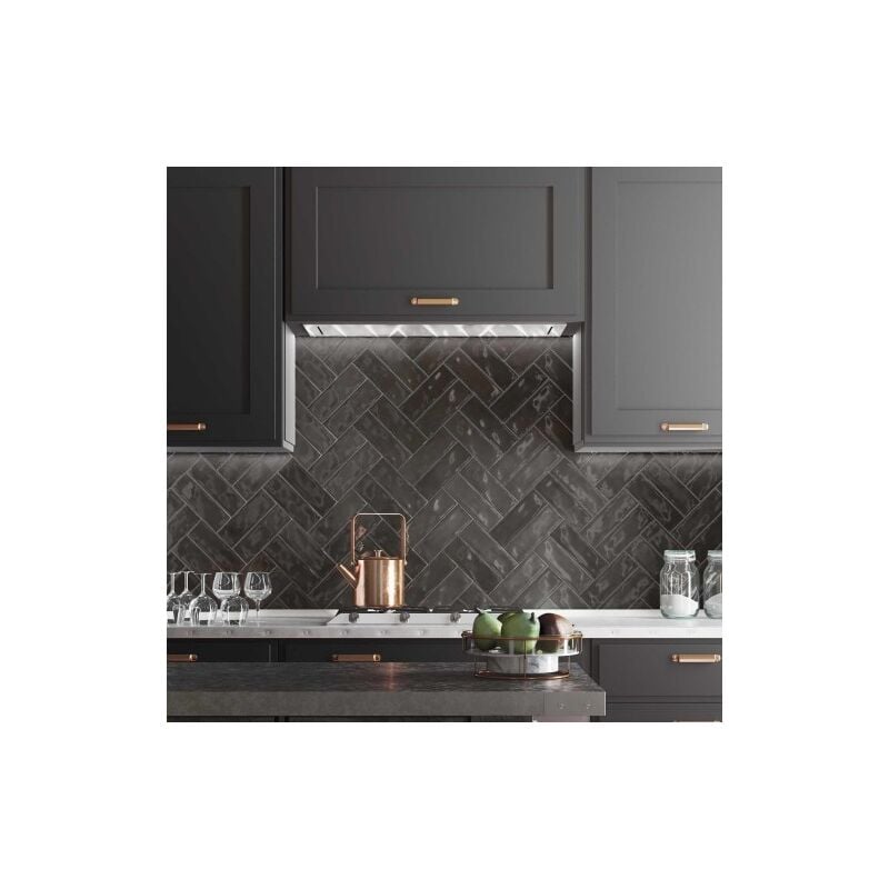 Carrelage Effet Zellige nolita Negro 6,5x20cm (0,35m2 ) - Les Carreaux de Jean