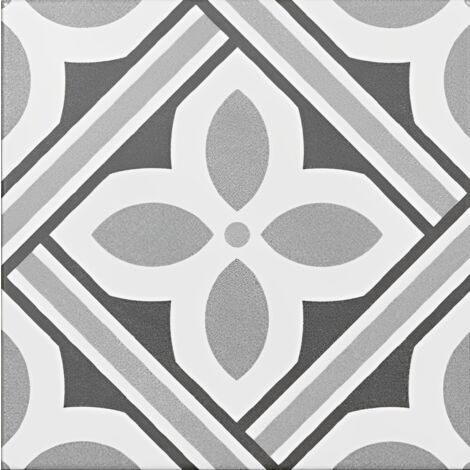 Carrelage en carreaux de ciment 20x20 cm – Couleur gris élégante – Finition mate – Surface antidérapante pour sécurité