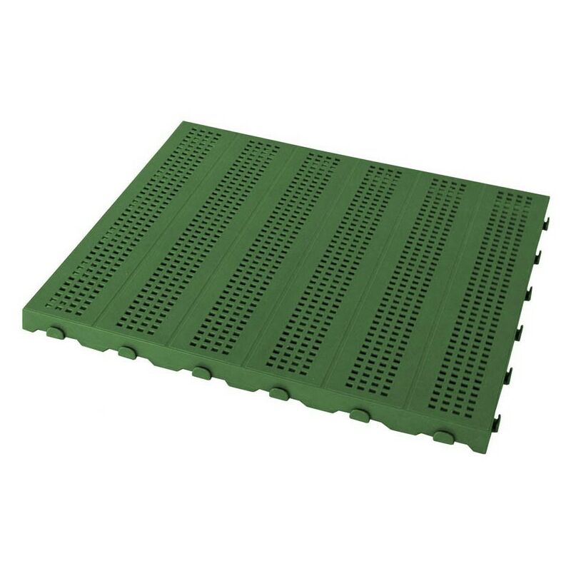 Carrelage en plastique pour extérieur et jardin 60 x 60 cm percé Lot de 4 pièces équivalent à 1,5 m² Couleur verte - Verde