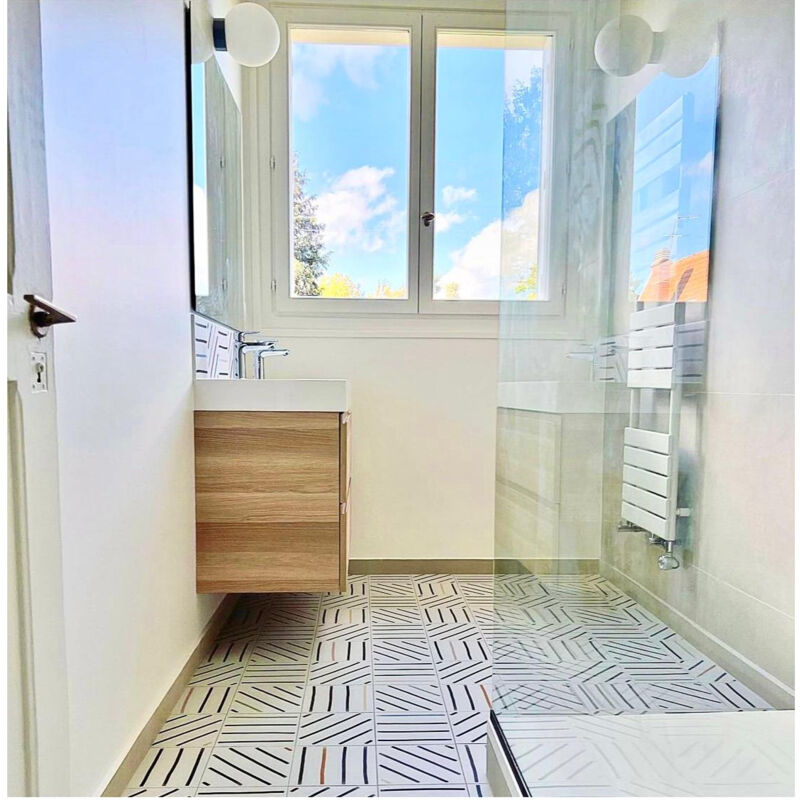 Carrelage grès cérame effet carreau ciment maori tiebele 20x20 cm Blanc et multicolores - Mat - boîte de 1 m2 - Gioia Materia