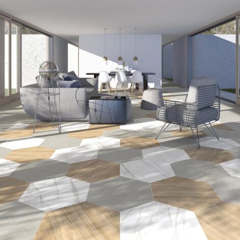 Carrelage grand format HEXAGONO SEINE GRIS 51.9x59.9 cm - 0.93 m²