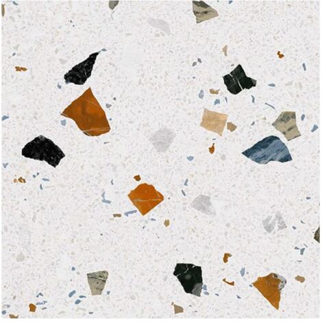 Carrelage grès cérame 60x60 cm – Aspect terrazzo blanc granito – Antidérapant R10 – Compatible chauffage au sol – Pour intérieur et extérieur – Arcana