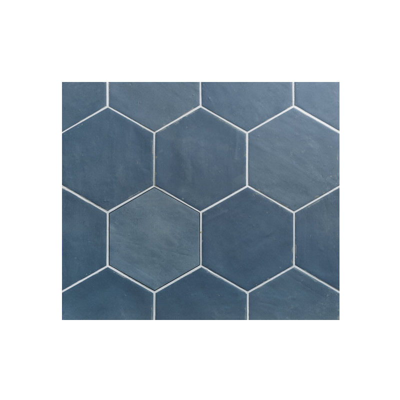 Gioia Materia - Carrelage grès cérame effet Argile atlas hexa Hexagone 16x14 cm Bleu - - boîte de 0.33 m2
