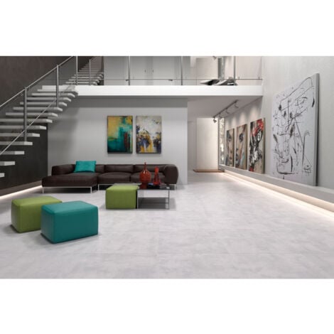 Carrelage grès cérame effet béton ciré CEMENTO 60x30 cm Gris clair - Semi-Poli / Lappato - boîte de 1.26 m2