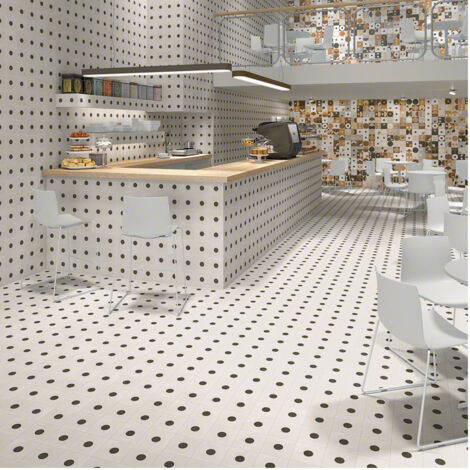 Carrelage grès cérame effet carreau ciment 15x15 cm blanc – Finition satinée – Pour sol et mur intérieur – Lot de 1 m2 – Vives Azulejos Y Gres