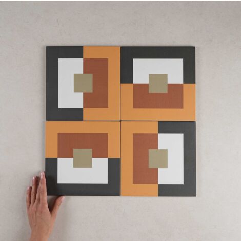 Carrelage grès cérame effet carreau ciment BAUHOME PUNKT WARM 20x20 cm Marron - Mat - boîte de 1 m2