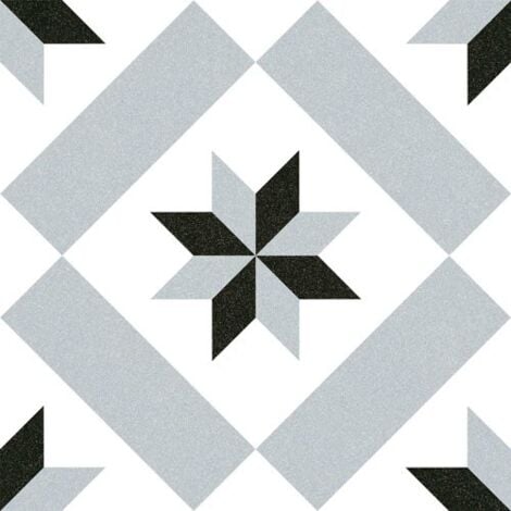 VIVES AZULEJOS Y GRES imitation ciment étoile grise et noire 20x20 cm CALVET - 1m²