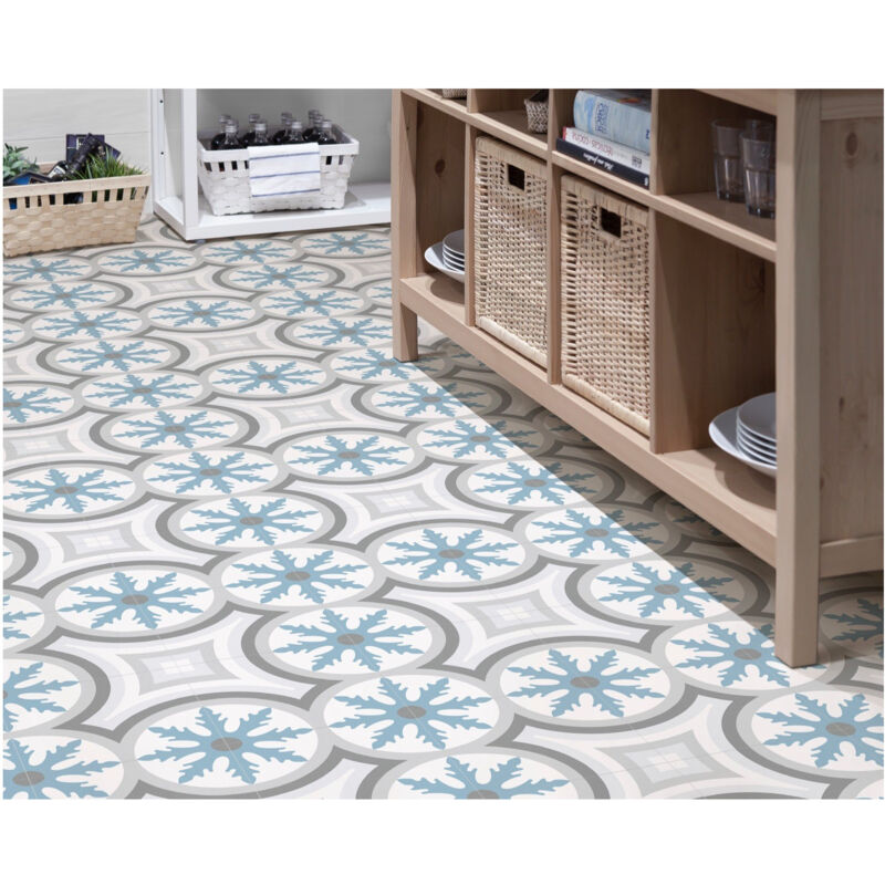 Carrelage grès cérame effet carreau de ciment barcelona mar 25x25cm 25x25 cm Bleu - Mat - boîte de 1.13 m2 Gioia Materia