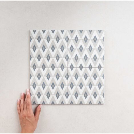 Carrelage grès cérame effet carreau de ciment DIAMANTE 15x15 cm Bleu -  - boîte de 0.50 m2