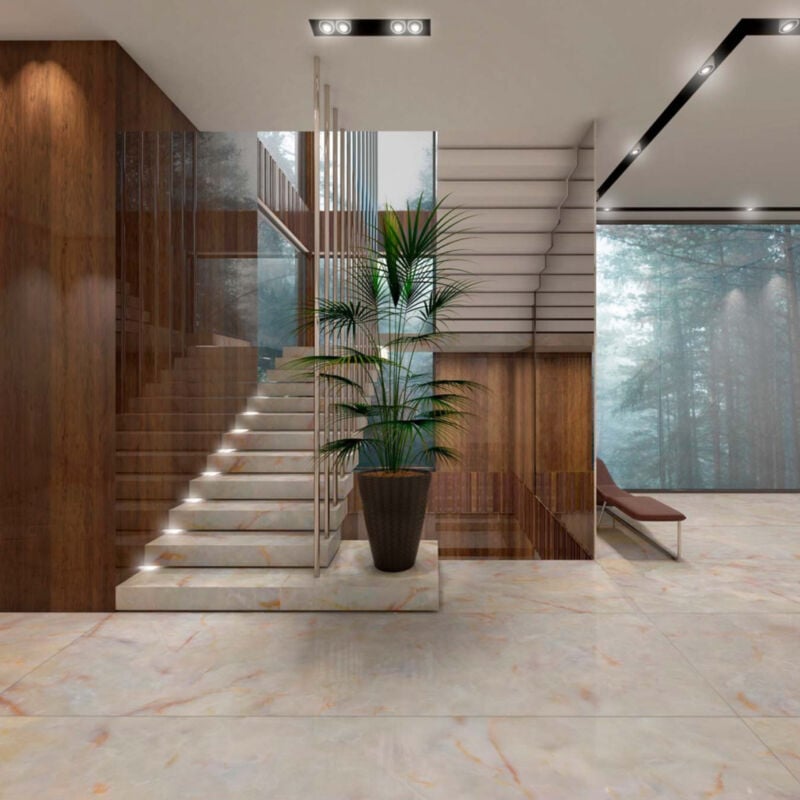 Carrelage grès cérame effet marbre onice 60x60 cm Onice saumon - Naturel - boîte de 1.77 m2 Gioia Materia