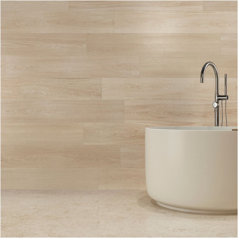 Plinthes pour Carrelage grès cérame effet parquet eternal wood - Eternal blanchi - Plinthe 60x7 cm boîte de 3 ml Gioia Materia Eternal blanchi