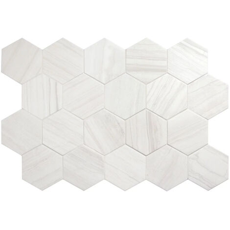 Carrelage grès  cérame effet pierre hexagonal LITHOS Hexagone 11.6x10.1cm Blanc - Naturel - boîte de 0.44 m2 Hexagone 11.6x10.1 cm Blanc - Naturel -