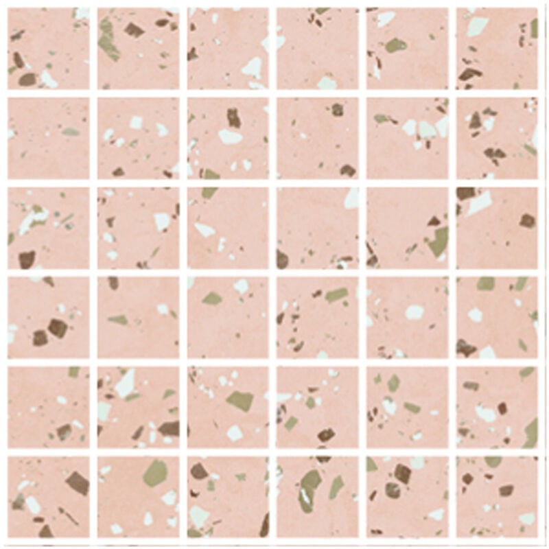 Carrelage grès cérame effet terrazzo District South Mosaïque 5x5 cm Rose - Mat - boîte de 0.71 m2 Gioia Materia