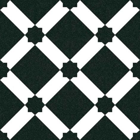 Carrelage grès effet carreau ciment 1900 Palau Grafito noir , 20x20cm 20x20 cm Noir - Satiné - boîte de 1 m2