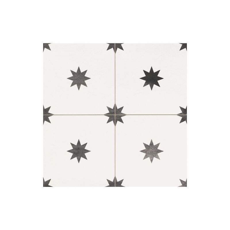 Carrelage Imitation Carreaux de Ciment star 44x44 White (1,37m²)- Les Carreaux de Jean