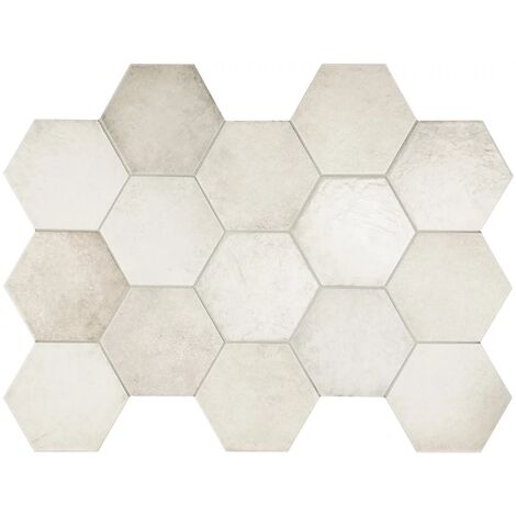 Carrelage hexagonal 17.5x20 Tomette design HERITAGE SNOW 24950 - 0.71m²