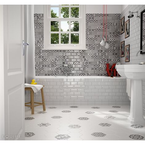 Carrelage hexagonal 17,5x20 Tomette Harmony B&W - 1m2