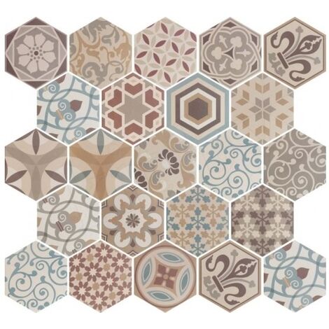 Carrelage hexagonal 17.5x20 Tomette Harmony Colours 21356 - R9 - 0.71m²