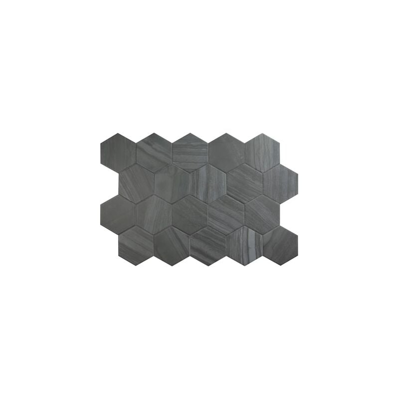 Carrelage sol / mur hexagonal aspect marbre 11,6x10,1 cm - lithos black (vendu par boite de 0,50m2)