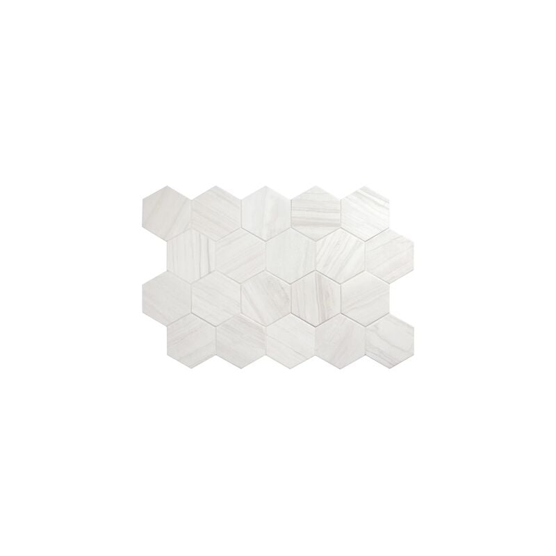 Carrelage sol / mur hexagonal aspect marbre 11,6x10,1 cm - lithos white (vendu par boite de 0,50m2)
