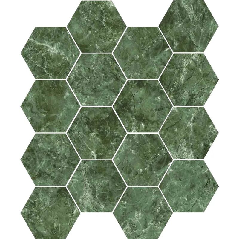 Tinker - Carrelage hexagonal Ceramico vert marbre 15x17 cm