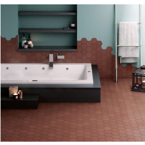 Carrelage grès cérame hexagonal effet graphique 11,6x10,1 cm – Finition mat – Pour sols et murs intérieur/extérieur – Boîte de 0,44 m2 – Equipe