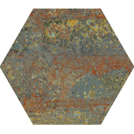 Carrelage hexagonal effet industriel RUST GREEN NAT 25x30 cm - R10 - 0.935m²