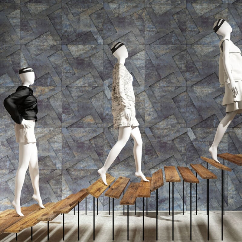 Carrelage grès cérame effet métal Alchemy 7.0 Hexagone 29x25 cm Bleu - Naturel - boîte de 0.94 m2 - Gioia Materia