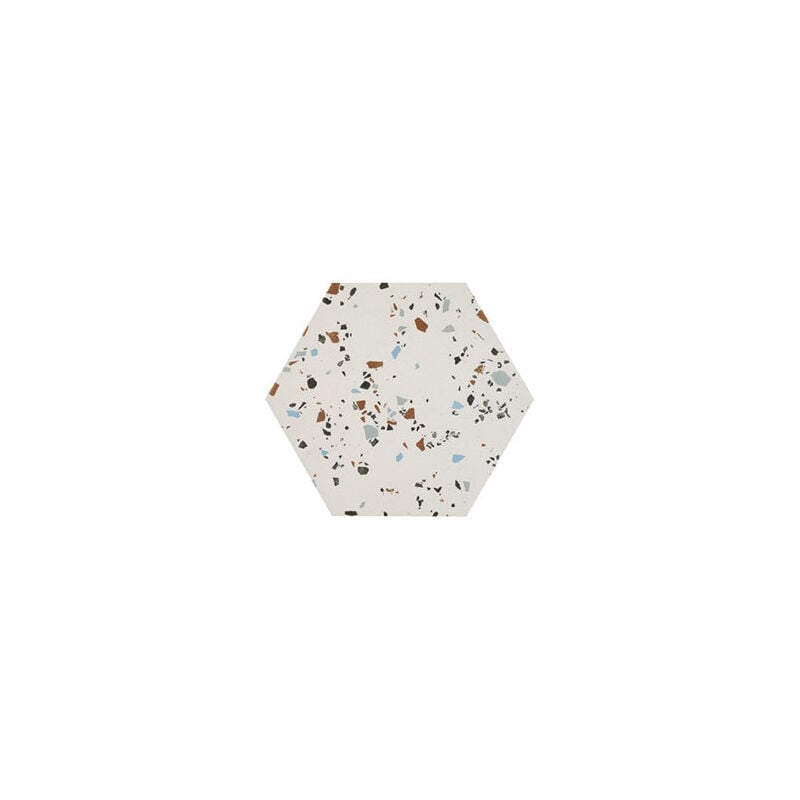 Carrelage grès cérame effet terrazzo District South Hexagone 29x25 cm Blanc - Mat - boîte de 0.94 m2 - Gioia Materia