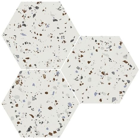 Carrelage hexagonal effet terrazzo SOUTH WHITE NATURAL 25x30 cm - R10 - 0.935m²