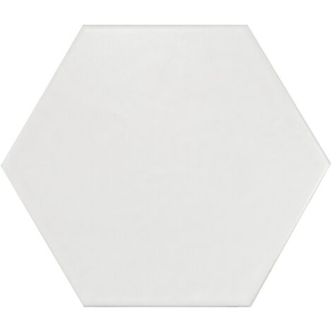 Carrelage hexagonal en grès cérame blanc cassé 17,5x20 cm – Surface mate – Épaisseur 8 mm – Lot de 25 pièces pour 0,71 m² – Equipe