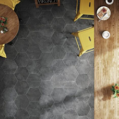 Carrelage hexagonal noir 29.2x25.4cm URBAN HEXAGON DARK 23515 R9 - 1m²