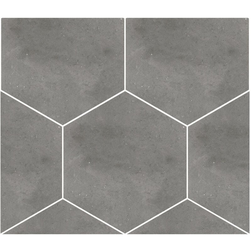 Carrelage grès cérame effet ciment Rift hexagone Hexagone 26,6x23 cm Gris Foncé, Anthracite - Mat - boîte de 0.50 m2 - Gioia Materia