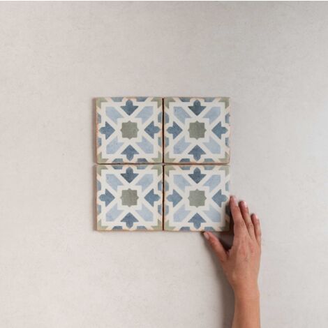 Carrelage Imitation Carreaux De Ciment 12,5x12,5 CASABLANCA Kenzi (0,49m²) - Les Carreaux de Jean