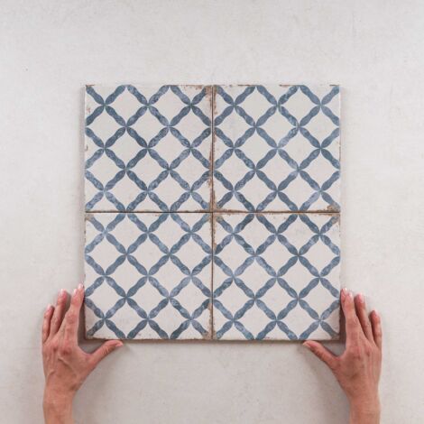 Carrelage imitation carreaux de ciment 20x20 cm – Grès cérame émaillé – Effet mat – Boîte de 0,52 m² – Pour cuisine et salle de bain