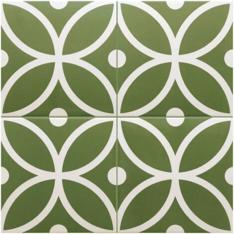 Carrelage Imitation Carreaux De Ciment 20x20 RIVOLI Bergen Verde (1m²) - Les Carreaux de Jean