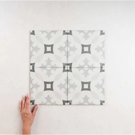 Carrelage Imitation Carreaux de Ciment ART NOUVEAU DECOR 20x20 Karlspatz Grey (1m²) - Les Carreaux de Jean