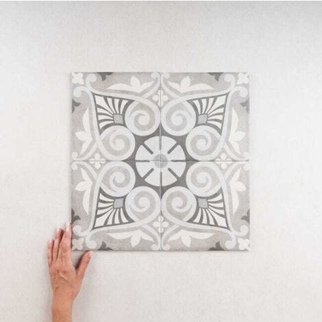 Carrelage Imitation Carreaux de Ciment ART NOUVEAU DECOR 20x20cm (1m2) Opéra Grey - Les Carreaux de Jean