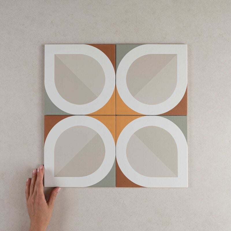 Nais - Carrelage Imitation Carreaux de Ciment bauhome 20x20 Blatt Warm (1m²) - Les Carreaux de Jean