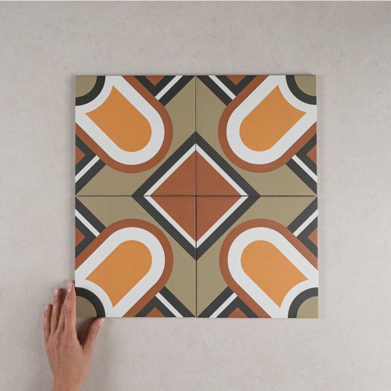 Carrelage Imitation Carreaux de Ciment BAUHOME 20x20 Blume Warm (1m²) - Les Carreaux de Jean