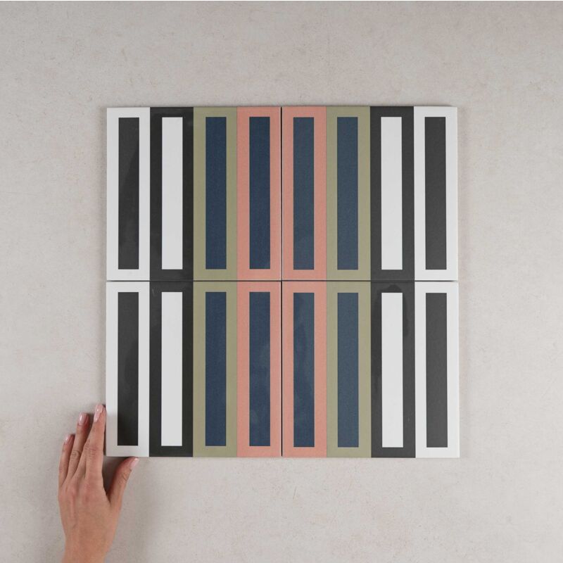 Nais - Carrelage Imitation Carreaux de Ciment bauhome 20x20 Domino Cold (1m²) - Les Carreaux de Jean