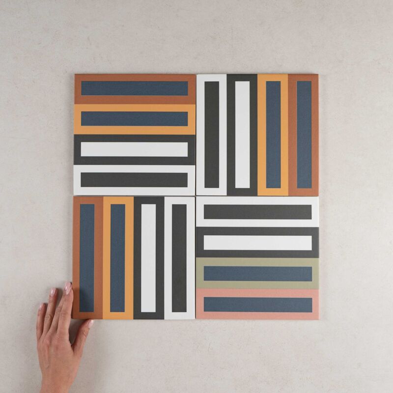 Nais - Carrelage Imitation Carreaux de Ciment bauhome 20x20 Domino Warm (1m²) - Les Carreaux de Jean