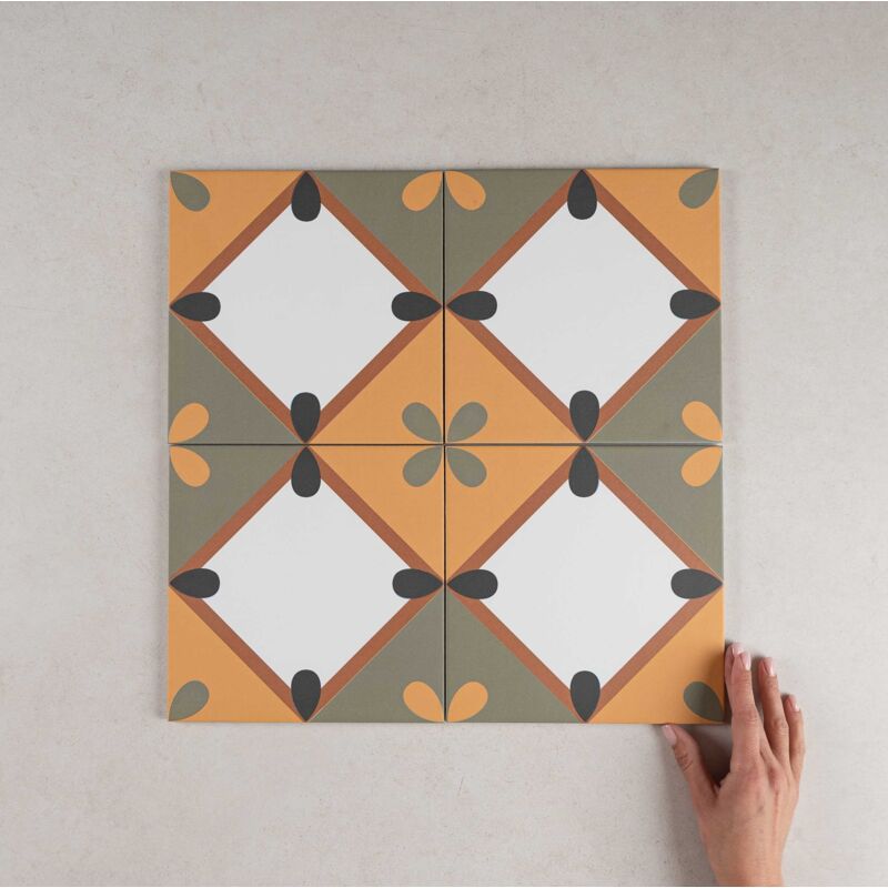 Nais - Carrelage Imitation Carreaux de Ciment bauhome 20x20 Korola Warm (1m²) - Les Carreaux de Jean