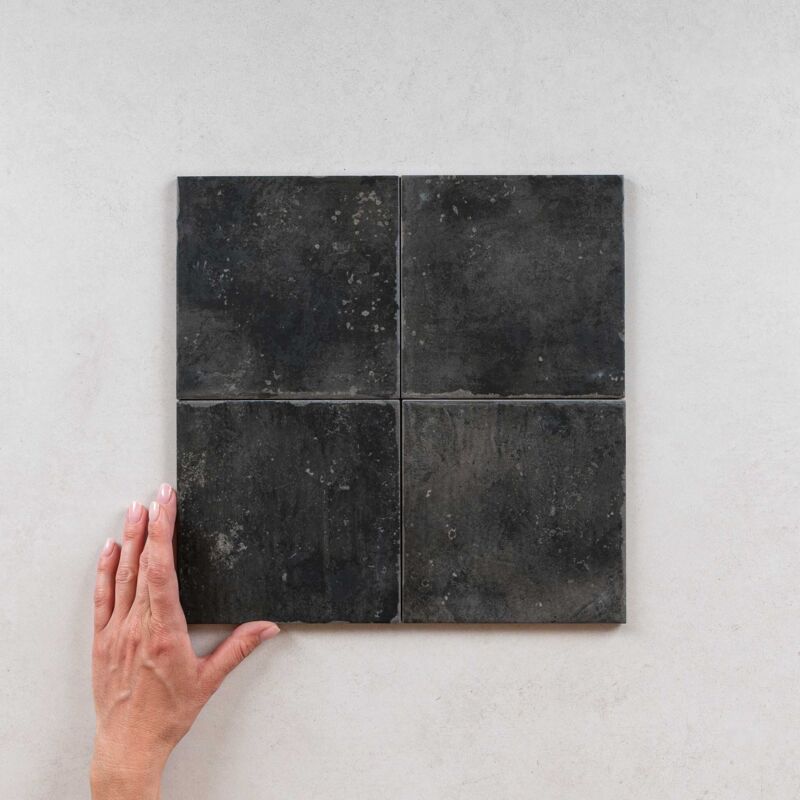 Carrelage Imitation Carreaux de Ciment Black FIORENTINA 15x15cm (0,5m2) - Les Carreaux de Jean