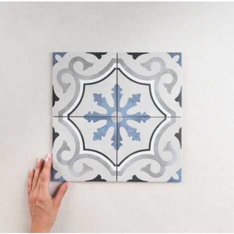 Carrelage imitation carreaux de ciment Fleur 15x15 cm – Grès cérame – Épaisseur 9 mm – Résistant à l'humidité et aux taches – APE