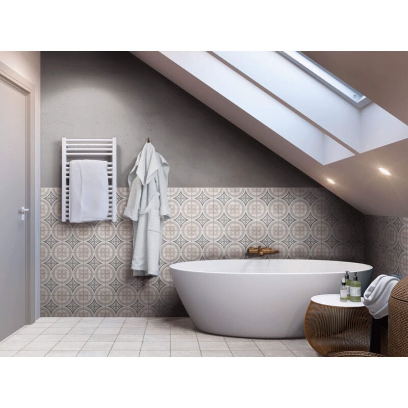 Carrelage Imitation Carreaux de Ciment gabana 20x20cm (0,52m2) Fenn White - Les Carreaux de Jean