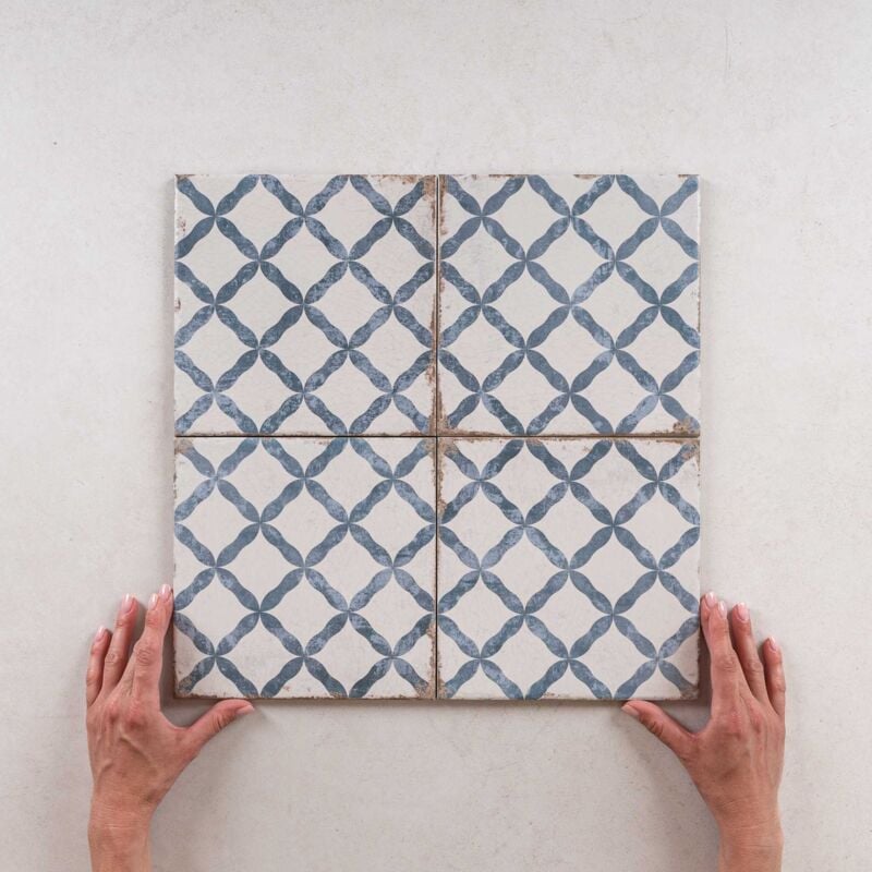 Carrelage Imitation Carreaux de Ciment grafton 20x20cm (0,52m2) Dorset Blue - Les Carreaux de Jean